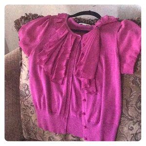 New York and company fuchsia sweater with ruffles